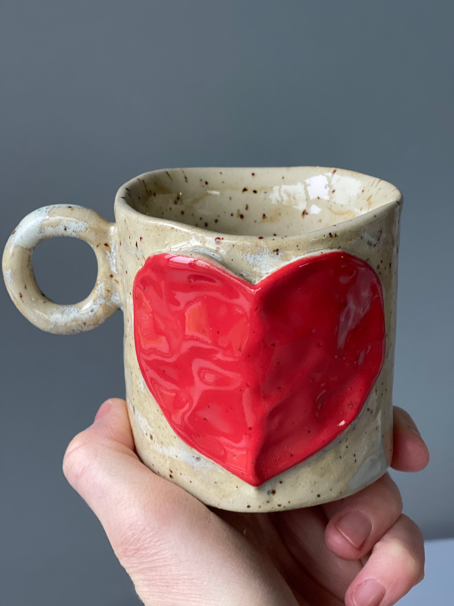 Cana Latte Ceramica Red Heart
