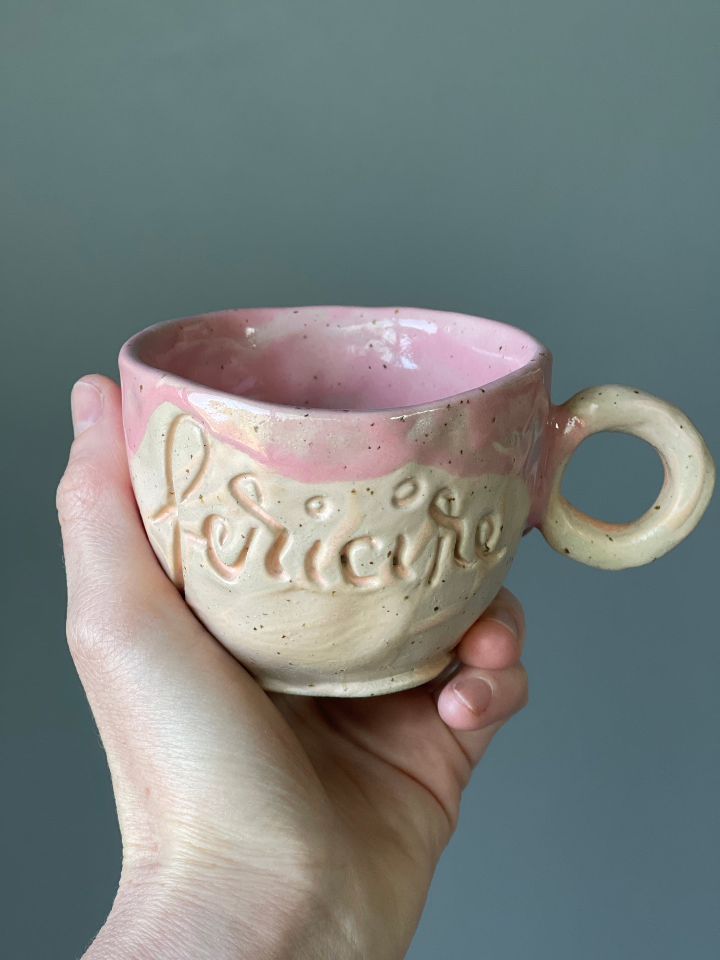 Cana Cappuccino cu mesaj "Fericire"