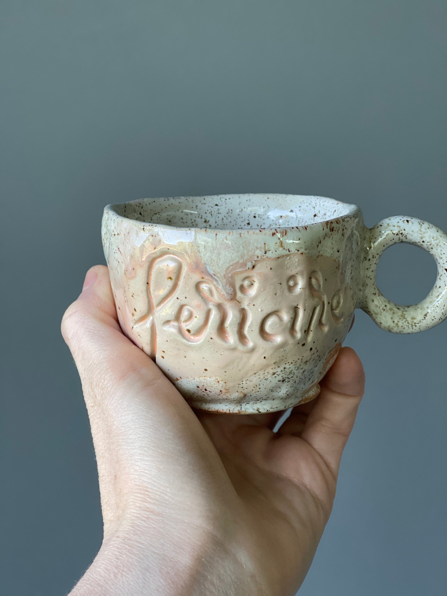 Cana Cappuccino cu mesaj "Fericire"
