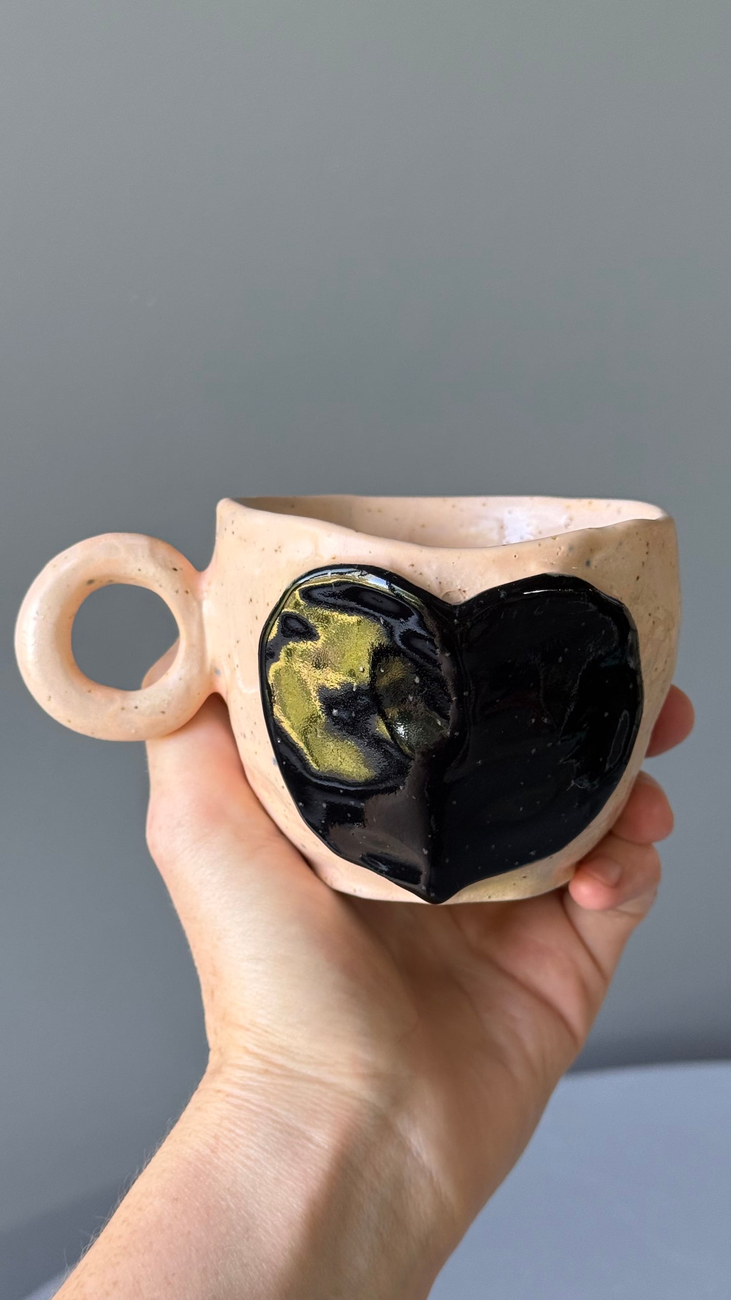 Cana Cappuccino Ceramica Black Heart