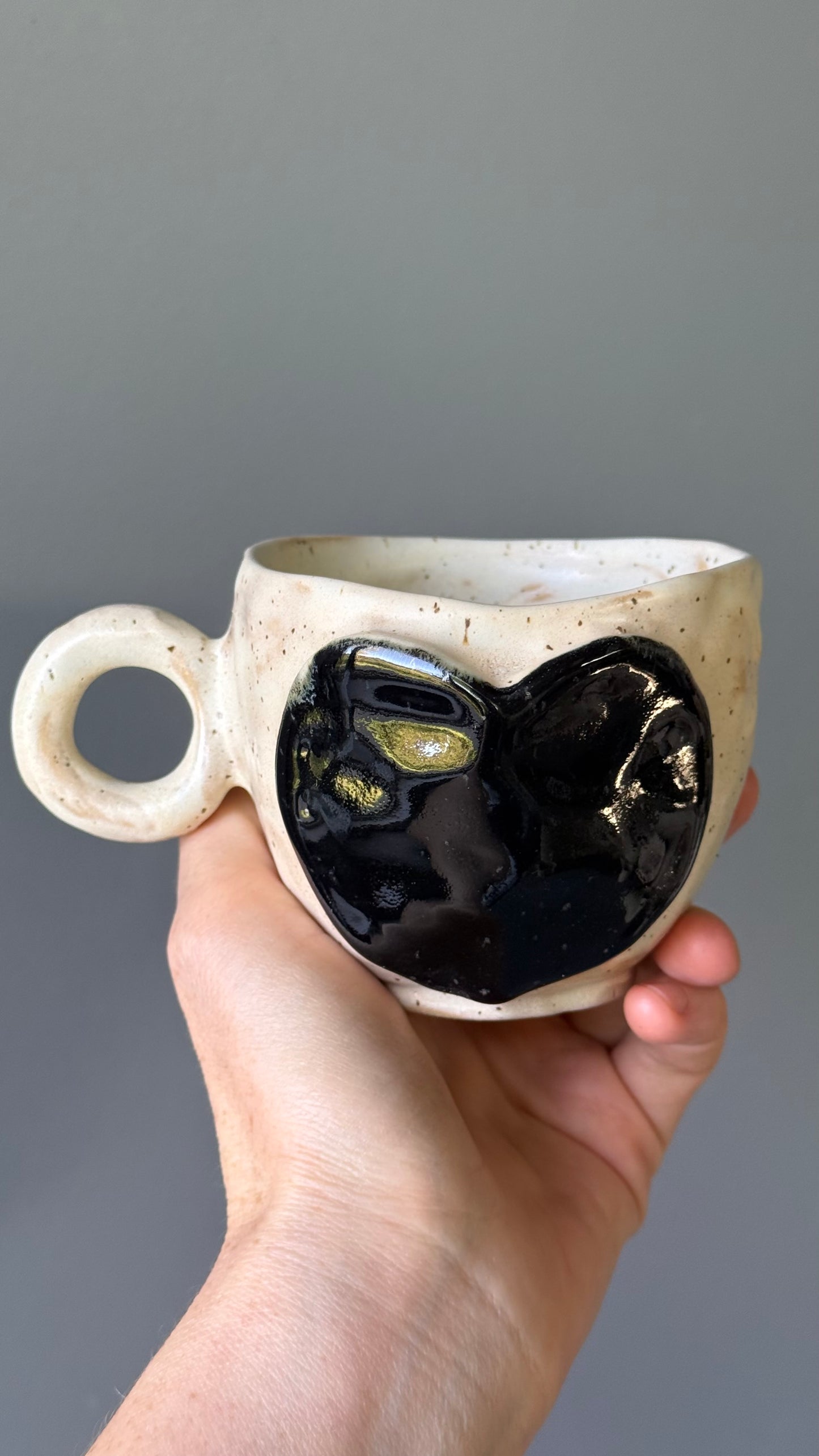 Cana Cappuccino Ceramica Black Heart