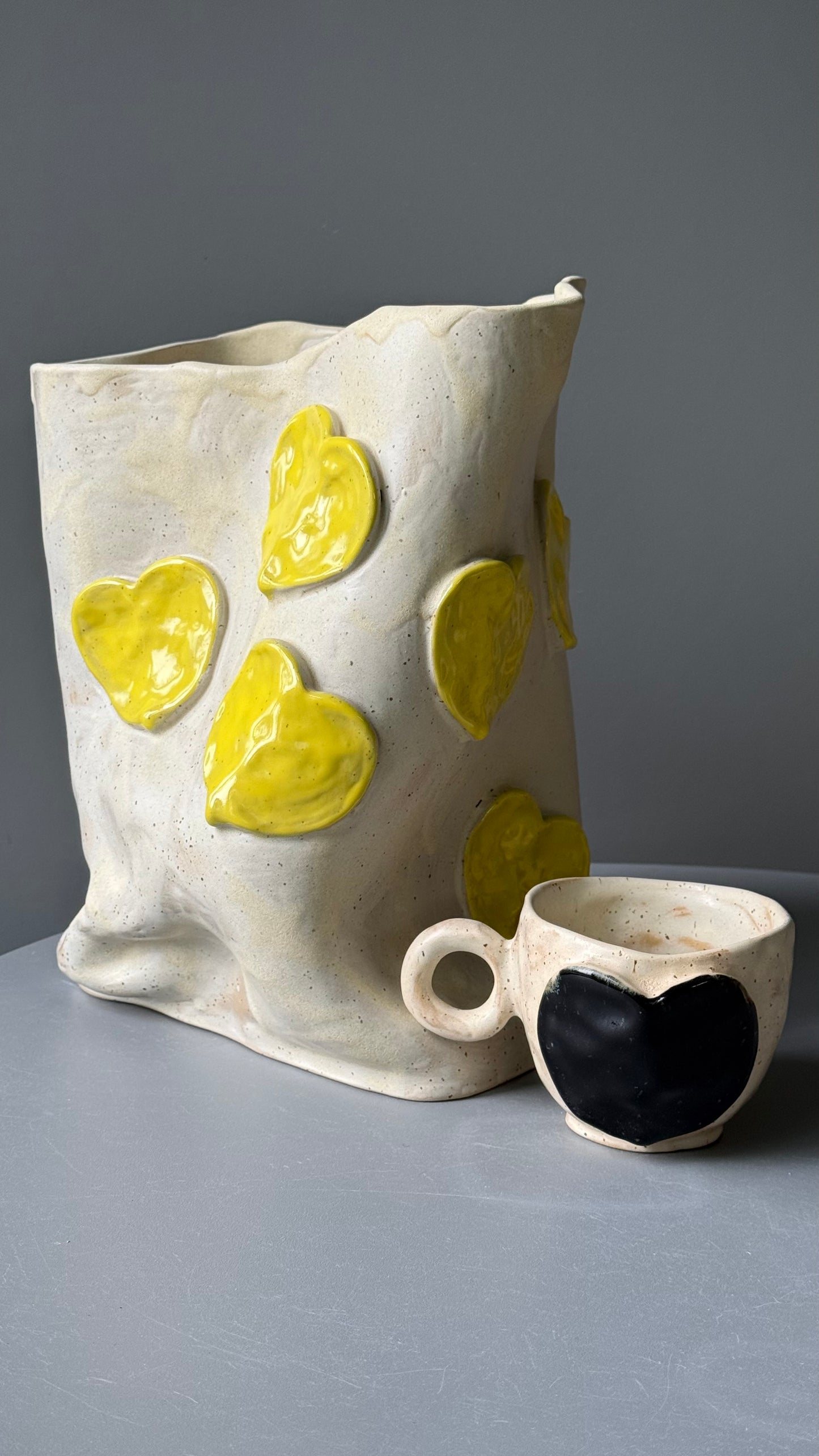 Vaza Ceramica Yellow Hearts