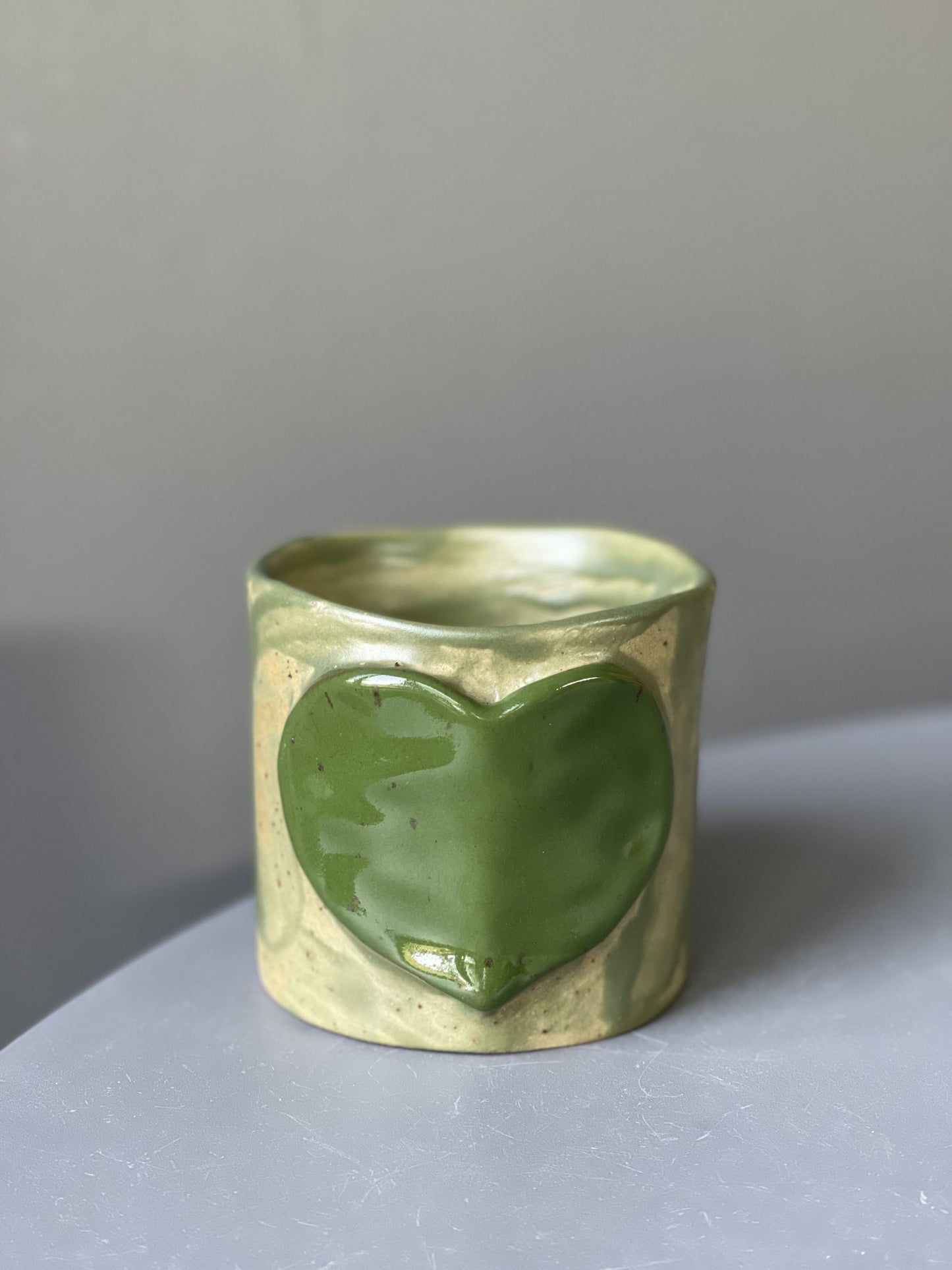 Cana Ceramica Latte Green Heart