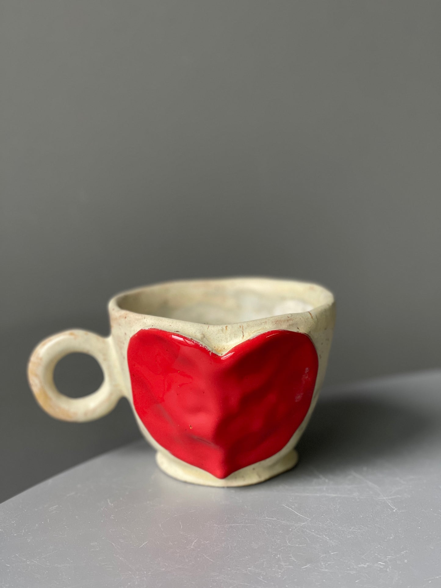 Cana Cappuccino Ceramica Red Heart