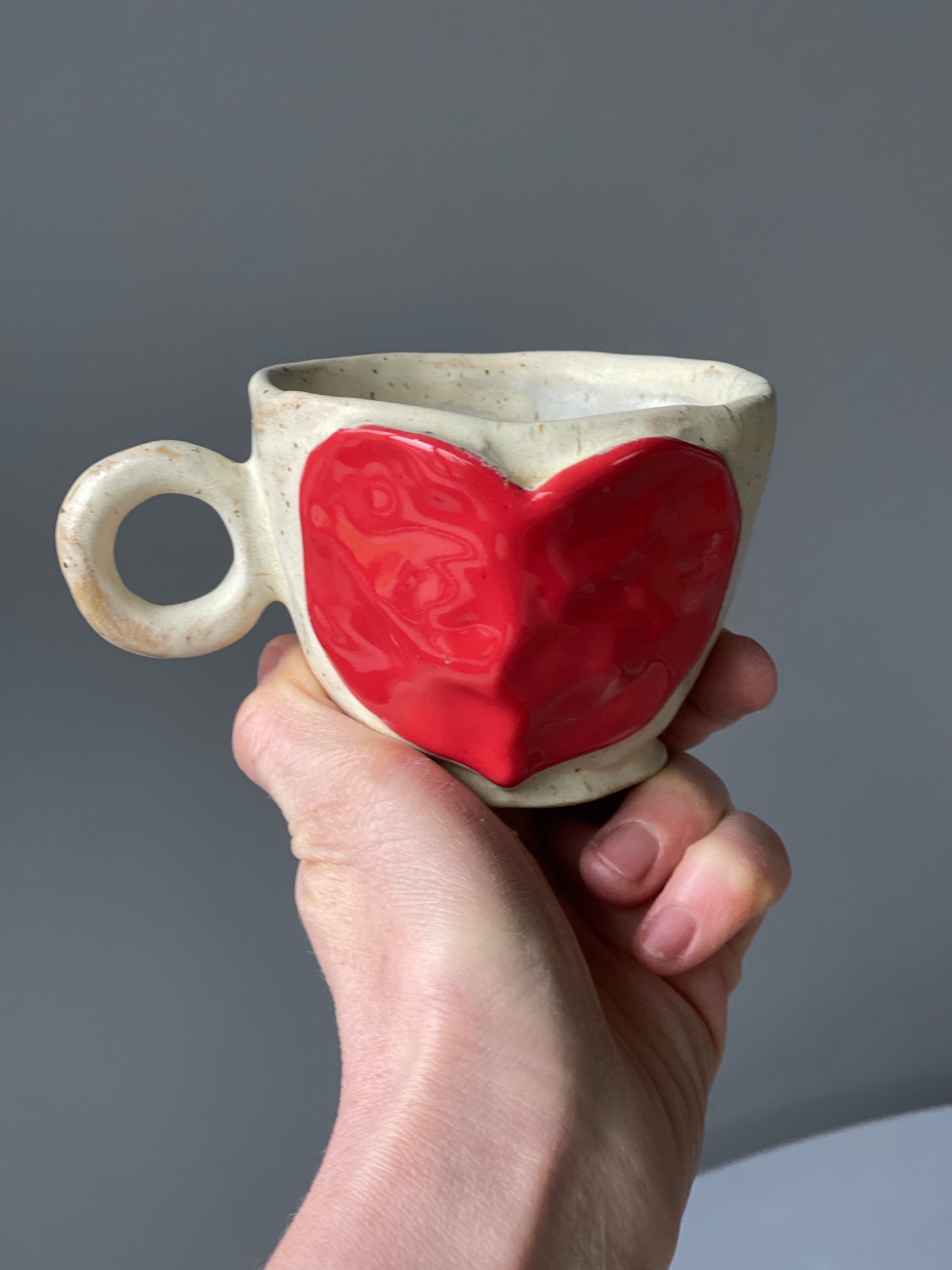 Cana Cappuccino Ceramica Red Heart