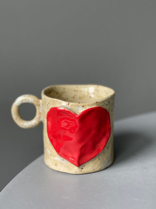 Cana Latte Ceramica Red Heart