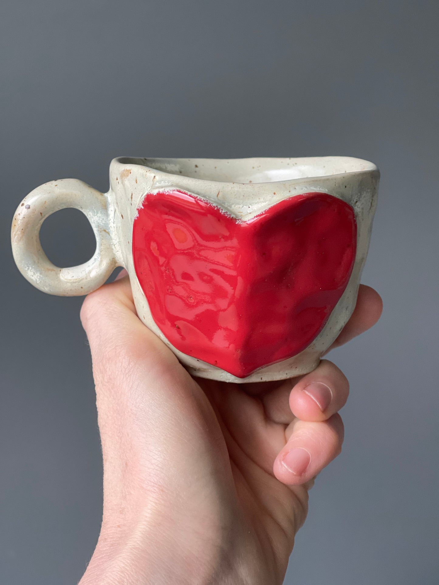 Cana Cappuccino Ceramica Red Heart