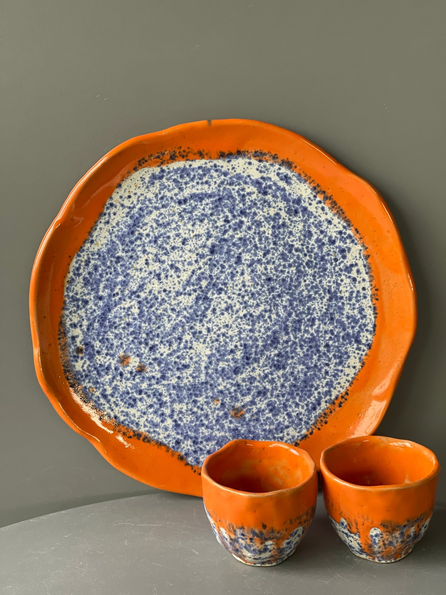 Platou Ceramic "Blue Freckles"