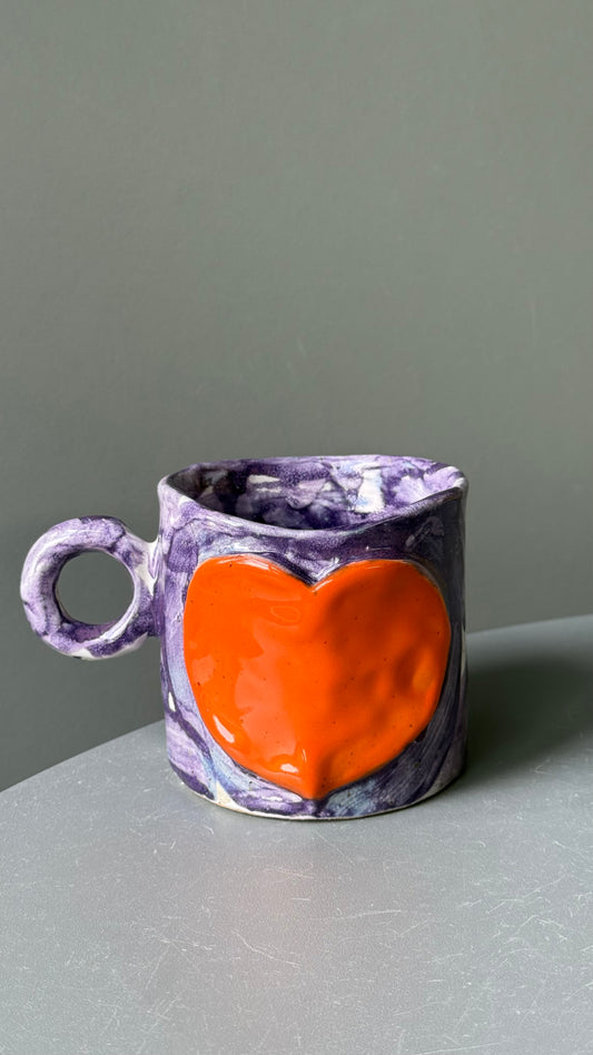 Cana Ceramica Orange Heart