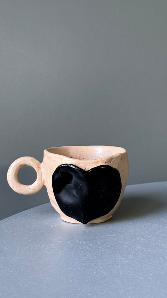 Cana Cappuccino Ceramica Black Heart