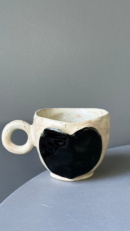 Cana Cappuccino Ceramica Black Heart