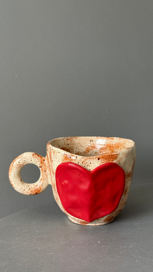 Cana Cappuccino Ceramica Red Heart
