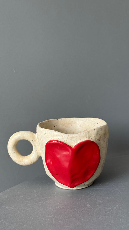 Cana Cappuccino Ceramica Red Heart