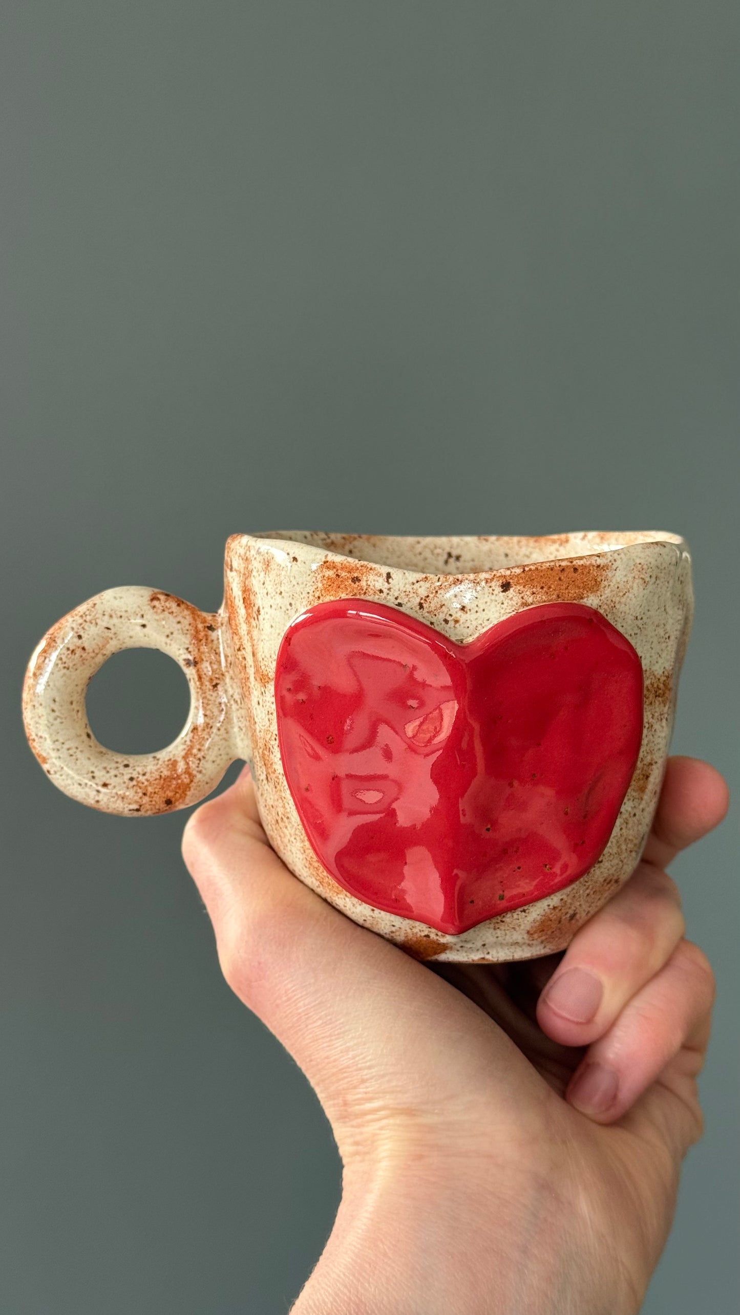 Cana Cappuccino Ceramica Red Heart