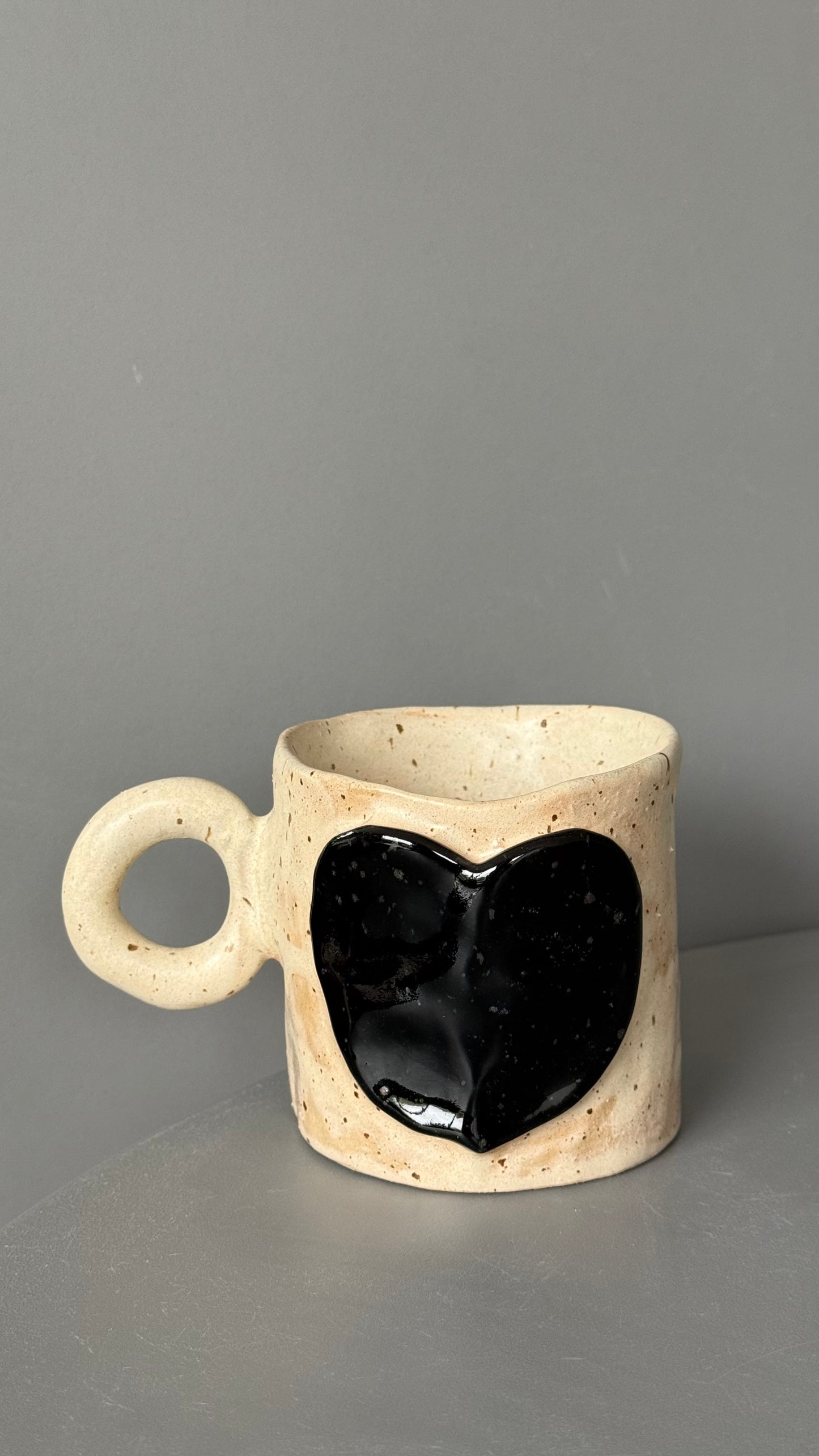 Cana Ceramica Latte Black Heart