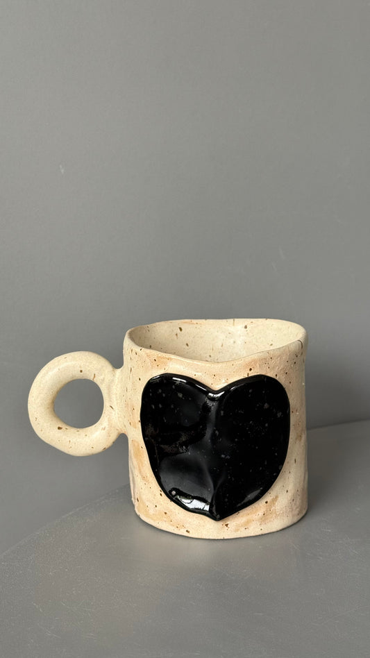 Cana Ceramica Latte Black Heart