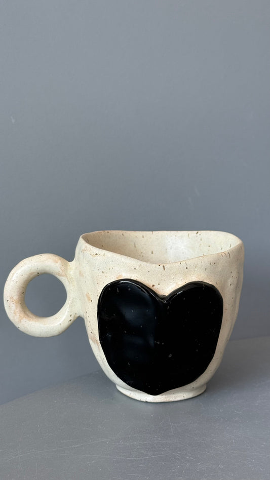 Cana Cappuccino Ceramica Black Heart