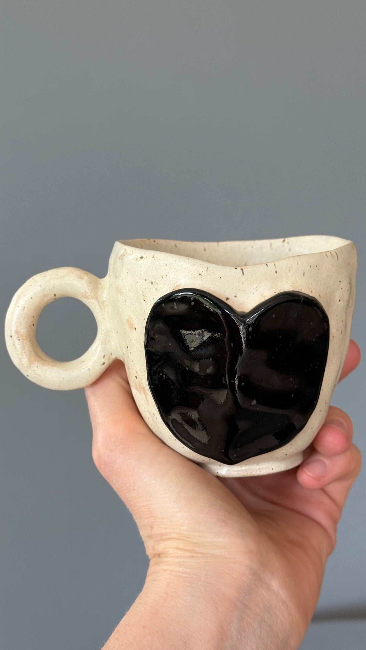 Cana Cappuccino Ceramica Black Heart