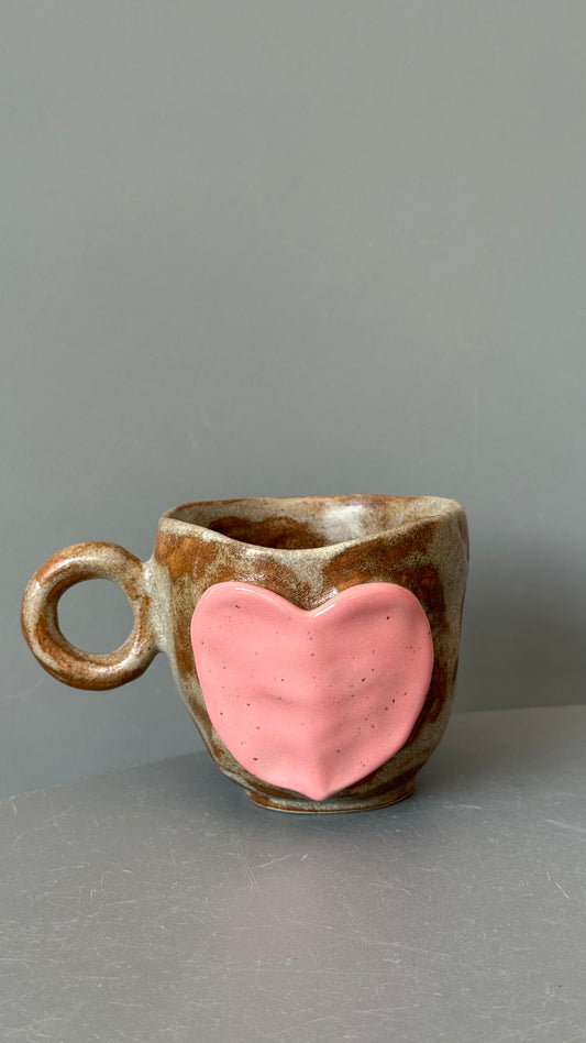 Cana Ceramica Cappuccino Pink Heart